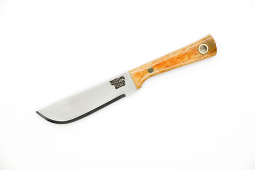Woods Monkey - Lil Widdle Chete by L.T. Wright - AEB-L Steel - Convex Machete Grind - Satin Finish - Camo Bone Handle - 4