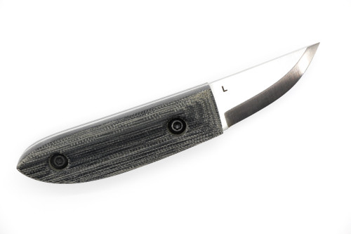 Woods Monkey - Kerf Carver by L.T. Wright - AEB-L Steel - Scandi Grind - Stonewash Finish - Black Micarta Handle