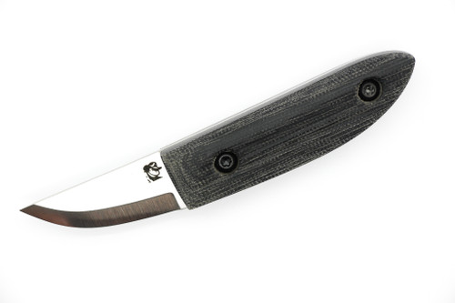 Woods Monkey - Kerf Carver by L.T. Wright - AEB-L Steel - Scandi Grind - Stonewash Finish - Black Micarta Handle
