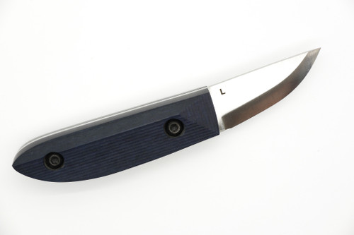 Woods Monkey - Kerf Carver by L.T. Wright - AEB-L Steel - Scandi Grind - Stonewash Finish - Blue Richlite Handle