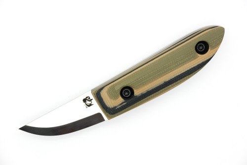 Woods Monkey - Kerf Carver by L.T. Wright - AEB-L Steel - Scandi Grind - Stonewash Finish - Camo G-10 Handle