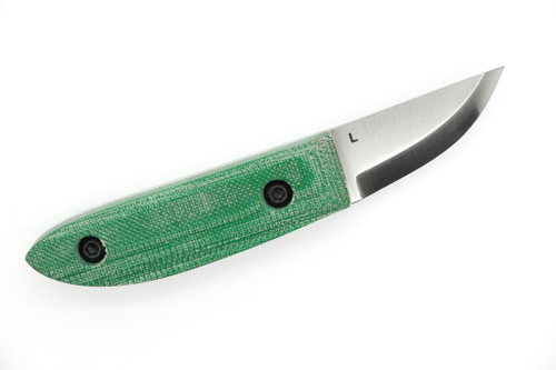 Woods Monkey - Kerf Carver by L.T. Wright - AEB-L Steel - Scandi Grind - Stonewash Finish - Green Tero-Tuff Handle