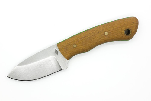 Battle Horse Knives - Slug - 01 Steel Fixed Blade w/ Natural Canvas Micarta W/ Green Liners Handle