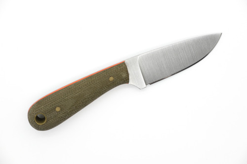 Battle Horse Knives - Frontier First - 2.375" 01 Steel Fixed Blade w/ Green Canvas Micarta W/ Orange Liners Handle Battle Horse Knives - Frontier First - 2.375" 01 Steel Fixed Blade w/ Green Canvas Micarta W/ Orange Liners Handle