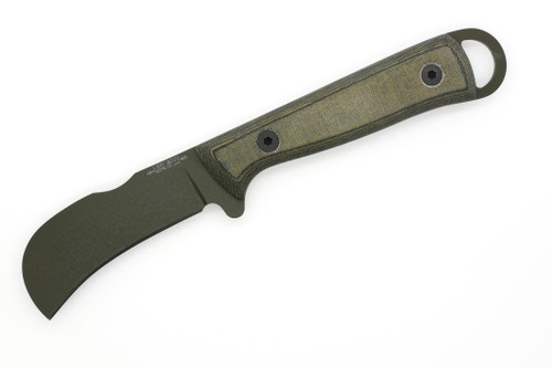 Very Good Knife Company - Lineman - 3.25" N690 Green Cerakote Steel Fixed Blade W/ Green Line Camo Canvas Micarta Handle