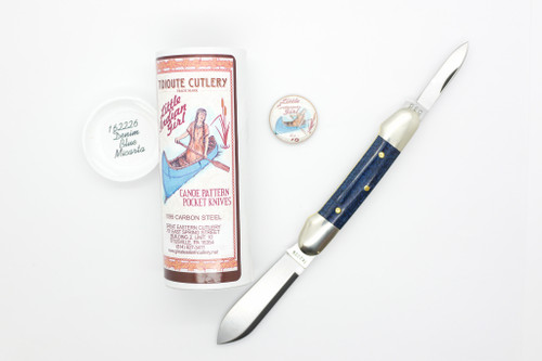 Great Eastern Cutlery GEC #16 Tidioute Cutlery Little Indian Girl Canoe Pattern - 2 Blade - Denim Blue Micarta