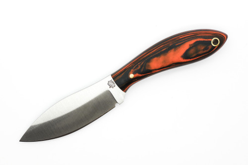 LT Wright Knives Small Northern Hunter - AEB-L Steel - High Saber Grind - Black & Orange Burl - Matte