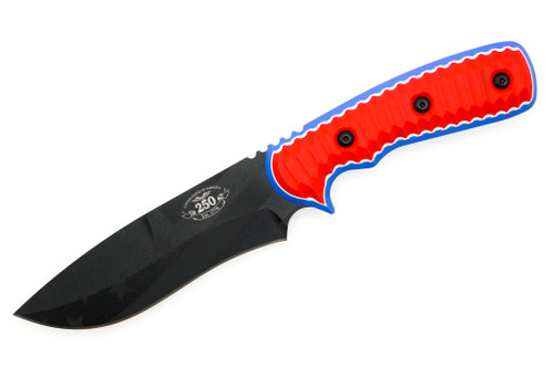 TOPS Knives - 250th Mountain Lion Freedom Edition - MTLN-250 - American Flag Etched Black Traction Coated Blade W/ Red, White, & Blue G-10 Handles