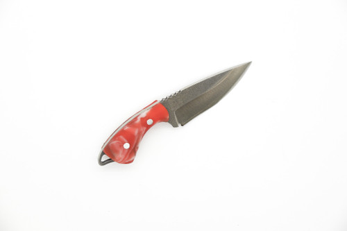 Toros Knife & Tool - Jellybean - 1.75" 4116 Steel Fixed Blade W/ Orange & White Epoxy Handle & Brown Leather Sheath