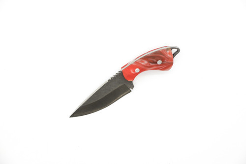 Toros Knife & Tool - Jellybean - 1.75" 4116 Steel Fixed Blade W/ Orange & White Epoxy Handle & Brown Leather Sheath