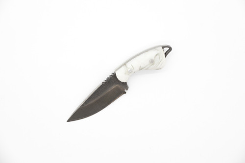 Toros Knife & Tool - Jellybean - 1.75" 4116 Steel Fixed Blade W/ White Epoxy Handle & Brown Leather Sheath