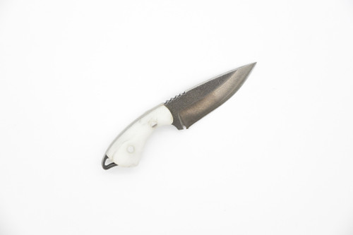Toros Knife & Tool - Jellybean - 1.75" 4116 Steel Fixed Blade W/ White Epoxy Handle & Brown Leather Sheath