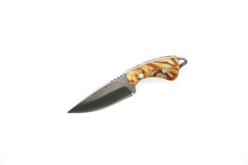 Toros Knife & Tool - Jellybean - 1.75" 4116 Steel Fixed Blade W/ Red & Yellow Epoxy Handle & Brown Leather Sheath