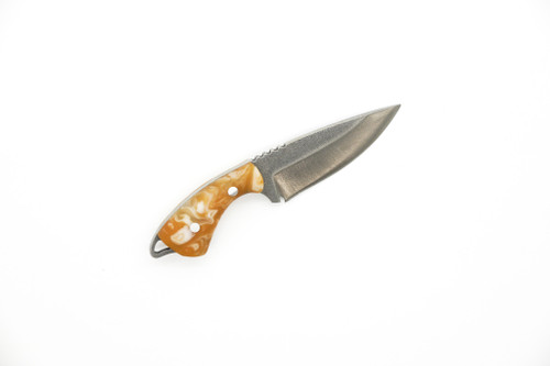 Toros Knife & Tool - Jellybean - 1.75" 4116 Steel Fixed Blade W/ Orange & White Epoxy Handle & Brown Leather Sheath - 2 Toros Knife & Tool - Jellybean - 1.75" 4116 Steel Fixed Blade W/ Orange & White Epoxy Handle & Brown Leather Sheath - 2