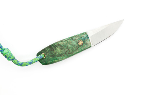 Toros Knife & Tool - Bear Claw - 2.1875" N690 Steel Fixed Blade W/ Green & Blue Stabilized Wood & Brown Leather Sheath Toros Knife & Tool - Bear Claw - 2.1875" N690 Steel Fixed Blade W/ Green & Blue Stabilized Wood & Brown Leather Sheath