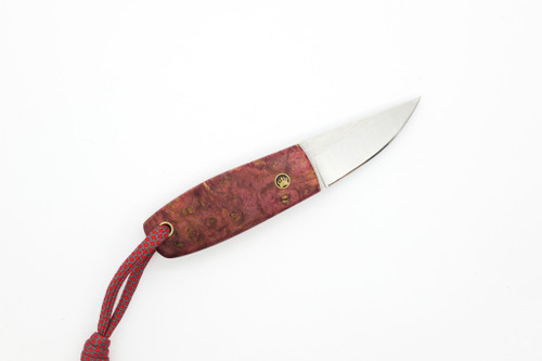 Toros Knife & Tool - Bear Claw - 2.1875" N690 Steel Fixed Blade W/ Red & Orange Stabilized Wood & Red Leather Sheath Toros Knife & Tool - Bear Claw - 2.1875" N690 Steel Fixed Blade W/ Red & Orange Stabilized Wood & Red Leather Sheath