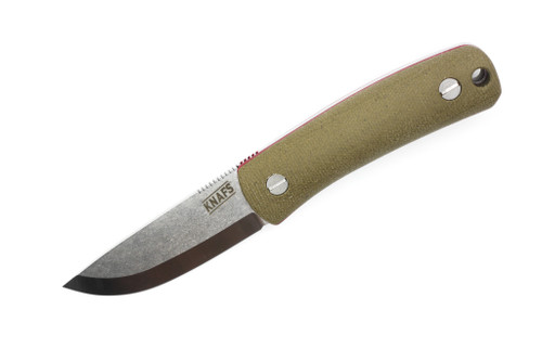 Knafs Knives - Lulu -2.95" Magnacut Steel Fixed Blade W/ Green Micarta Handle W/ Red Liners