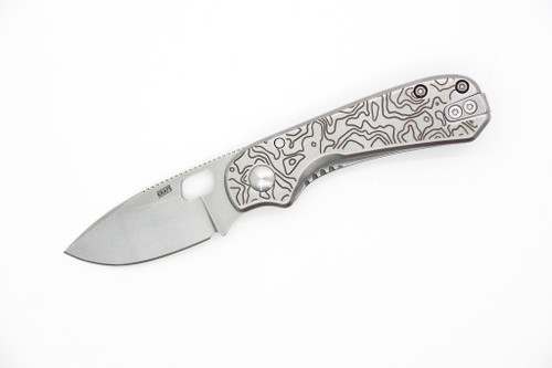 Knafs Knives - Lander 5 - 2.13" Gray Stonewash 8CR14MoV Steel Folding Blade W/ Topographic 2Cr13 Handles