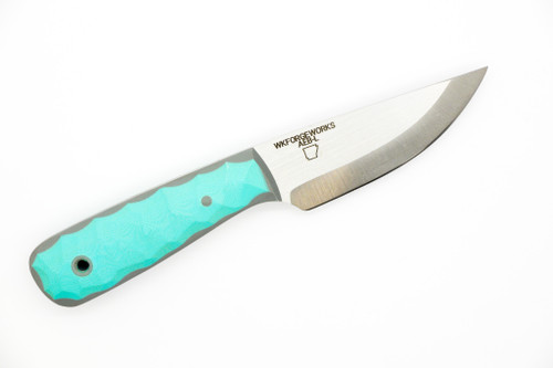 WK Forgeworks - Little Bird - 2.8" AEB-L Fixed Blade W/ Tiffany Blue over Gray G-10 Handles & Tiffany Blue Topographic Kydex WK Forgeworks - Little Bird - 2.8" AEB-L Fixed Blade W/ Tiffany Blue over Gray G-10 Handles & Tiffany Blue Topographic Kydex
