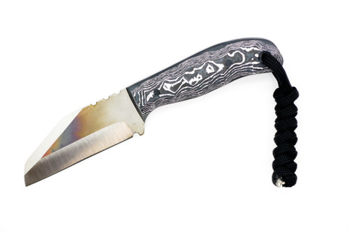 WK Forgeworks - Comanche - 2.6" AEB-L Fixed Blade W/ Orange & White Carbon Fiber Handles & Hawaiian Flowers Kydex