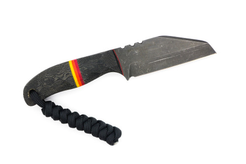 WK Forgeworks - Comanche - 2.6" 52100 Steel Fixed Blade W/ Black Micarta W/ TRD Spacers Handles & Grey Topographic Kydex - 2 WK Forgeworks - Comanche - 2.6" 52100 Steel Fixed Blade W/ Black Micarta W/ TRD Spacers Handles & Grey Topographic Kydex - 2