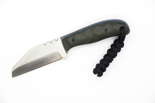 WK Forgeworks - Comanche - 2.6" AEB-L Fixed Blade W/ OD Carbon Fiber Over Jade G-10 Handles & Camo Kydex
