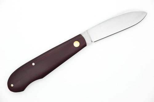 Upstate Cutlery Co. - Ultralight Teardrop W/ Shield - 2.6" 1095 Steel Blade - Red Linen Micarta Upstate Cutlery Co. - Ultralight Teardrop W/ Shield - 2.6" 1095 Steel Blade - Red Linen Micarta