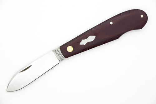 Upstate Cutlery Co. - Ultralight Teardrop W/ Shield - 2.6" 1095 Steel Blade - Red Linen Micarta 