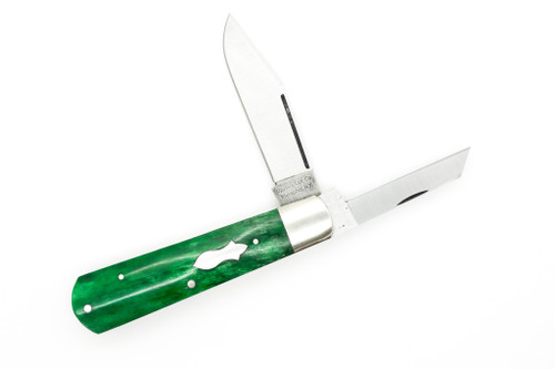 Upstate Cutlery Co. - Clip Jack - Emerald Camel Bone W/ Shield - 1095 Steel - 2 Blade