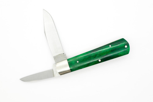 Upstate Cutlery Co. - Clip Jack - Emerald Camel Bone W/ Shield - 1095 Steel - 2 Blade - 2 Upstate Cutlery Co. - Clip Jack - Emerald Camel Bone W/ Shield - 1095 Steel - 2 Blade - 2