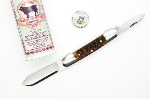 Great Eastern Cutlery GEC #16 Tidioute Cutlery Little Indian Girl Canoe Pattern - 2 Blade - Rogers Brown Jigged Bone Great Eastern Cutlery GEC #16 Tidioute Cutlery Little Indian Girl Canoe Pattern - 2 Blade - Rogers Brown Jigged Bone