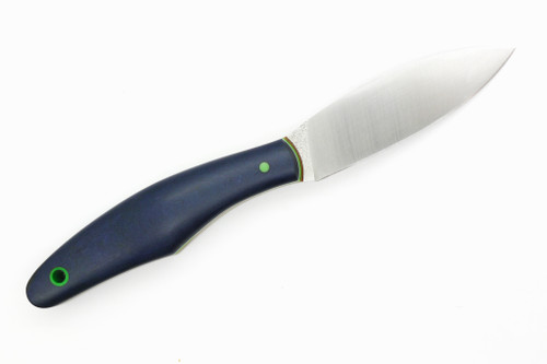 Cypress Creek Knives - Canadian Belt Knife- 3" Pops Procut Fixed Blade W/ Navy Blue Richlite W/ Green Liners Handle