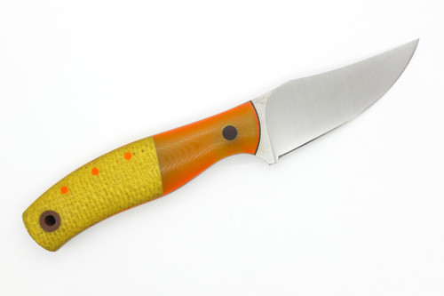 Cypress Creek Knives - Sharpfinger TT - 3.2" CPM CruWear Fixed Blade W/ Lager G-10 W/ Yellow Burlap & Brown Micarta Liners Handle