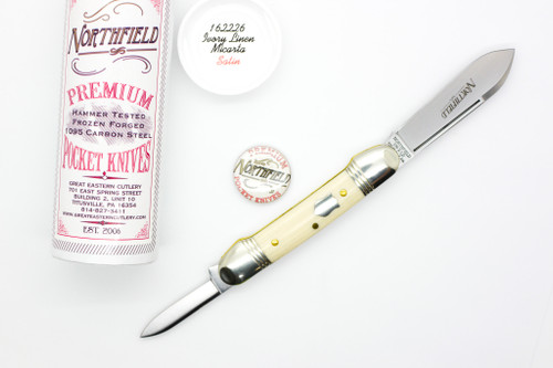 Great Eastern Cutlery GEC #16 Northfield UN-X-LD Little Indian Girl Canoe Pattern - 2 Blade - Ivory Linen Micarta - Satin