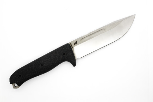 Reiff Knives: Vicon - Fixed Blade - MagnaCut, Saber, Two-Tone, Black Canvas Micarta, Black Kydex Sheath, Ambi Reiff Knives: Vicon - Fixed Blade - MagnaCut, Saber, Two-Tone, Black Canvas Micarta, Black Kydex Sheath, Ambi