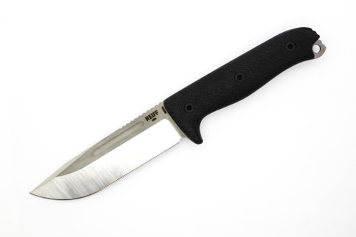 Reiff Knives: Vicon - Fixed Blade - MagnaCut, Saber, Two-Tone, Black Canvas Micarta, Black Kydex Sheath, Ambi