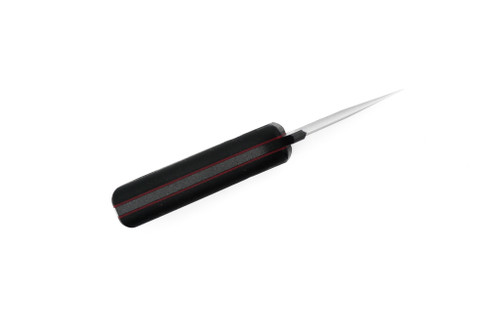 Very Good Knife Company - Mosquito - 1.75" Black Cerakote AEB-L Fixed Blade W/ Black Canvas Micarta W/ Red Liners Handle Very Good Knife Company - Mosquito - 1.75" Black Cerakote AEB-L Fixed Blade W/ Black Canvas Micarta W/ Red Liners Handle