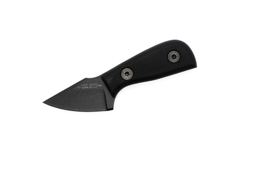 Very Good Knife Company - Mosquito - 1.75" Black Cerakote AEB-L Fixed Blade W/ Black Canvas Micarta W/ Red Liners Handle