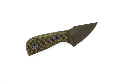 Very Good Knife Company - Mosquito - 1.75" Badlands Cerakote AEB-L Fixed Blade W/ Green Canvas Micarta Handle Very Good Knife Company - Mosquito - 1.75" Badlands Cerakote AEB-L Fixed Blade W/ Green Canvas Micarta Handle