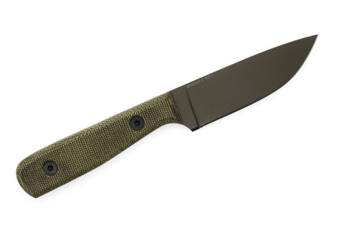 Very Good Knife Company - Adventure Jr. - 3.5" Badlands Cerakote AEB-L Fixed Blade W/ Double Green Canvas Micarta Handle Very Good Knife Company - Adventure Jr. - 3.5" Badlands Cerakote AEB-L Fixed Blade W/ Double Green Canvas Micarta Handle