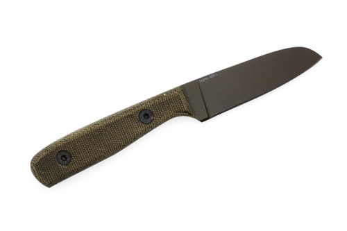 Very Good Knife Company - Mantis - 3" Badlands Cerakote AEB-L Fixed Blade W/ Double Green Canvas Micarta Handle