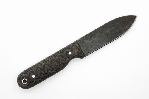 LT Wright Knives - Bushcrafter HC - 3.6" 1075 Steel Fixed Blade W/ High Saber Grind & Python Canvas Micarta Handle - Matte Finish LT Wright Knives - Bushcrafter HC - 3.6" 1075 Steel Fixed Blade W/ High Saber Grind & Python Canvas Micarta Handle - Matte Finish