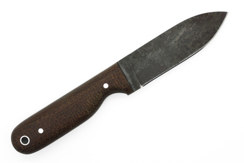 LT Wright Knives - Bushcrafter HC - 3.6" 1075 Steel Fixed Blade W/ High Saber Grind & Brown Burlap Handle - Matte Finish LT Wright Knives - Bushcrafter HC - 3.6" 1075 Steel Fixed Blade W/ High Saber Grind & Brown Burlap Handle - Matte Finish