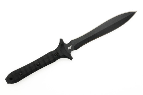 TOPS Knives - Shirodagga - 5.5" Black Traction Coated 1095 Steel Fixed Blade - Black G-10 W/ Red Liners Handle TOPS Knives - Shirodagga - 5.5" Black Traction Coated 1095 Steel Fixed Blade - Black G-10 W/ Red Liners Handle