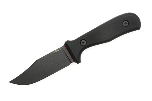 Very Good Knife Company - Counter Strike - 4" Black Cerakote AEB-L Fixed Blade W/ Black Canvas Micarta W/ Red Liners Handle