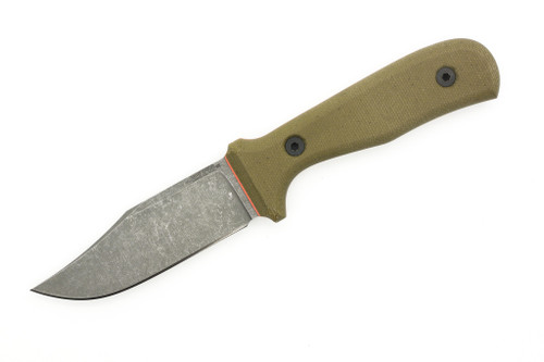 Very Good Knife Company - Counter Strike - 4" AEB-L Fixed Blade W/ Green Canvas Micarta W/ Orange Liners Handle