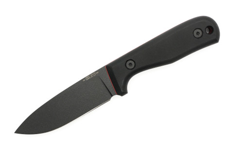 Very Good Knife Company - Rogue - 4" Black Cerakote AEB-L Fixed Blade W/ Black Canvas Micarta W/ Red Liners Handle
