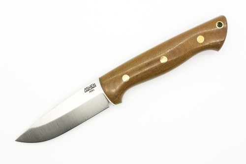 Lishen Knives - Dakota - 3.75" AEB-L Saber Grind Fixed Blade W/ Natural Canvas Micarta Handle