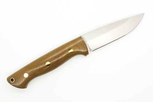 Lishen Knives - Dakota - 3.75" AEB-L Saber Grind Fixed Blade W/ Natural Canvas Micarta Handle