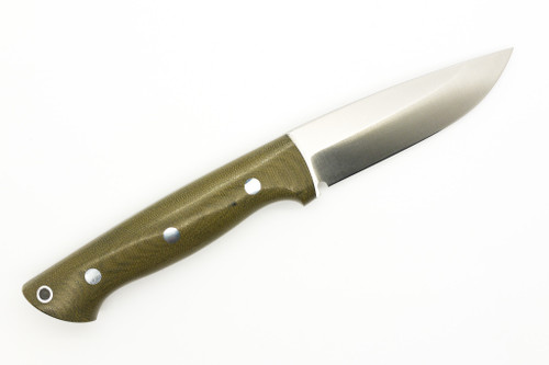 Lishen Knives - Dakota - 3.75" AEB-L Saber Grind Fixed Blade W/ Green Canvas Micarta Handle